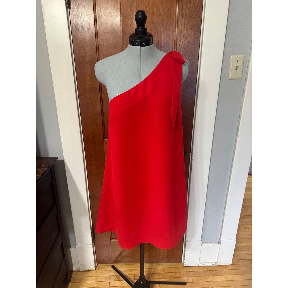 LIKELY Red One Shoulder Bow Mini Dress Size 4 EUC